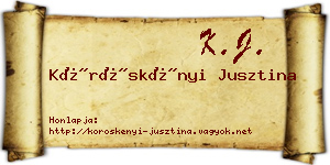 Köröskényi Jusztina névjegykártya
